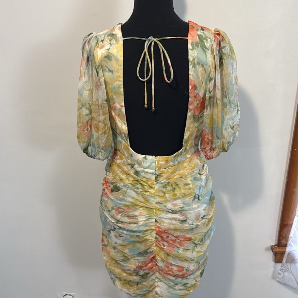 Floral V-Neck Ruched Dress - Picture 4 of 8